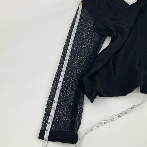 Anthropologie Leifsdottir Womens Black Silk Chiffon Lace Sleeve Blouse 14 New - Picture 13 of 13